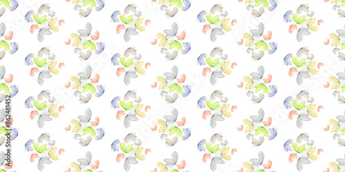 Wallpaper Mural Seamless delicate pattern with flying butterflies, leaves and wild wildflowers, abstract summer floral watercolor print for fabric and wallpaper. Torontodigital.ca