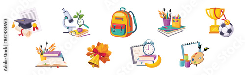 Back to School Item and Object Composition Vector Set