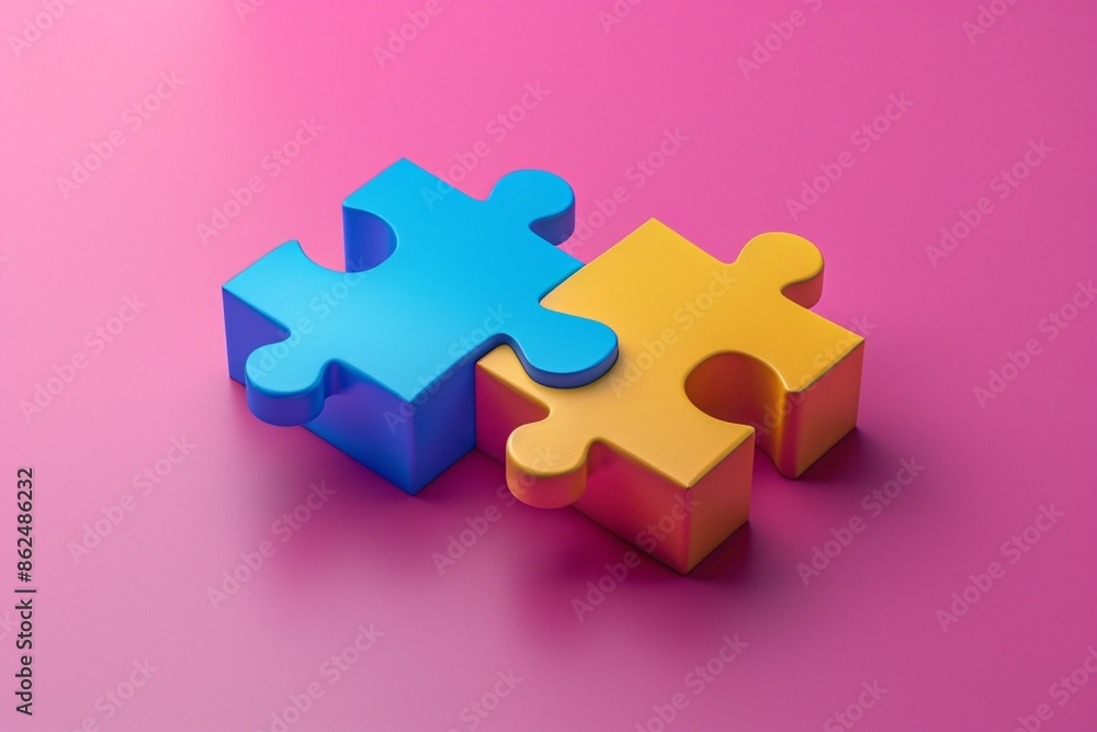 3D illustration of a puzzle icon representing partnership in a corporate environment. 3D illustration of a puzzle icon representing partnership in a corporate environment.