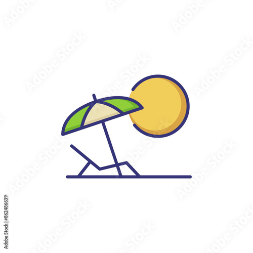 Beach chair line icon. Chaise-lounge, sunbathing, destination. Vacation concept. Vector illustration can be used for topics like resort, summer, tourism