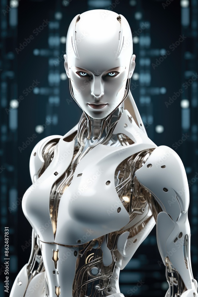 White cyborg robotic - 3D rendering White cyborg robotic - 3D rendering