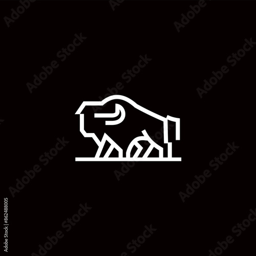 simple bull, bison, cow, line art icon logo vector design, abstract modern logo pictogram design of bull or buffalo