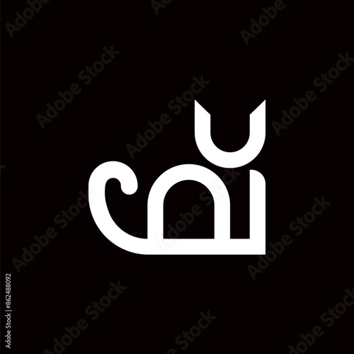 simple, flat and minimalist line cutout bold black and white cat, kitten, dog pet shop logo