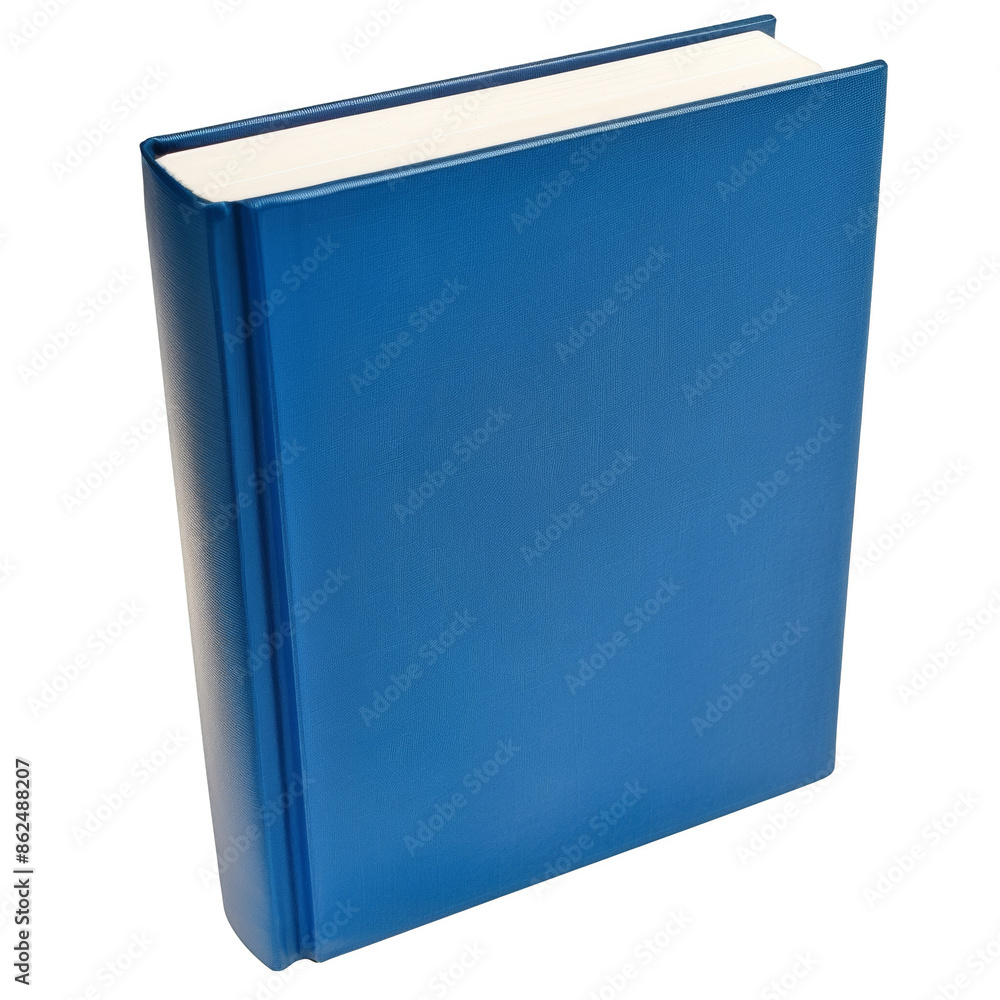 A standing blue hardcover book cut out isolated on transparent background A standing blue hardcover book cut out isolated on transparent background