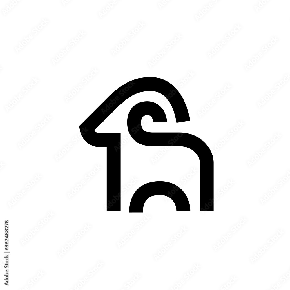 simple goat line icon logo vector design, modern lamb logo pictogram design. Goat bold line icon logo vector design simple goat line icon logo vector design, modern lamb logo pictogram design. Goat bold line icon logo vector design