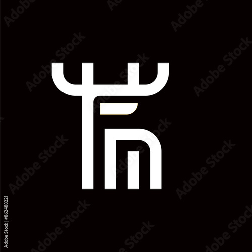 Deer mark logo design. deer hunter gazelle doe antelope horn elk logo symbol antlers, minimalist simple flat deer symbol.