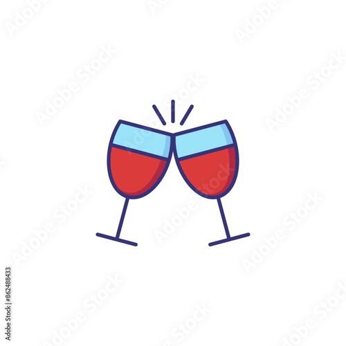 Clinking glasses line icon. Beverage, alcohol, wine. Toast concept. Vector illustration can be used for topics like success, holiday, wedding, birthday