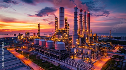 Efficient and sustainable natural gas combined cycle power plant powering factory energy, exemplifying modern industrial solutions for sustainable development.