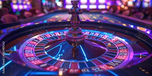 Close-Up of a Spinning Roulette Wheel in a Casino