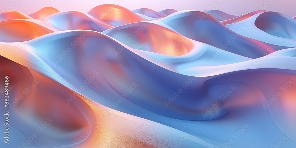 Abstract Wavy Landscape in Pastel Hues Abstract Wavy Landscape in Pastel Hues