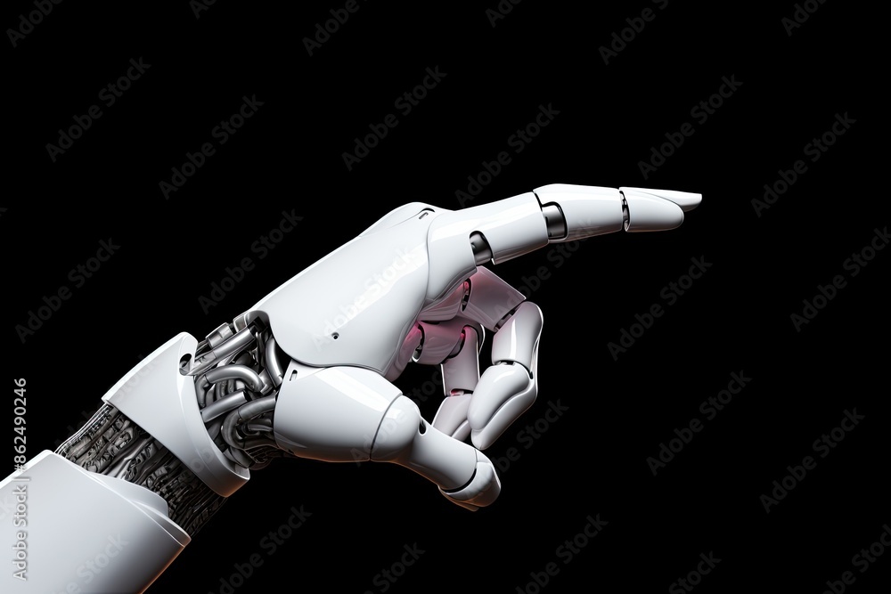cyborg robotic hand pointing his finger - 3D rendering isolated cyborg robotic hand pointing his finger - 3D rendering isolated