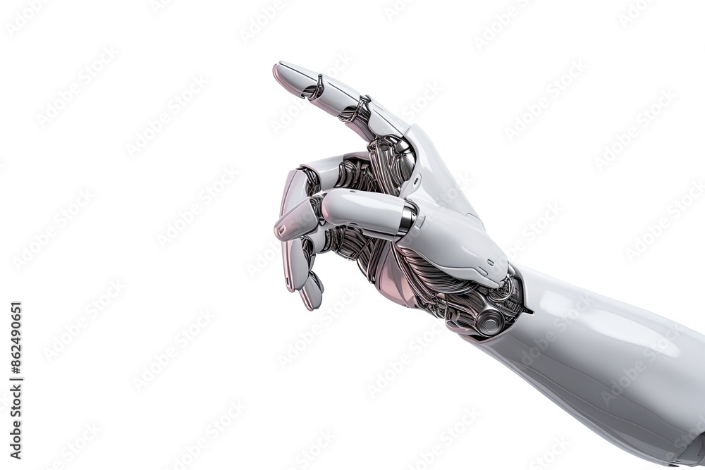 cyborg robotic hand pointing his finger - 3D rendering isolated cyborg robotic hand pointing his finger - 3D rendering isolated