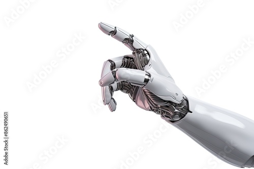 cyborg robotic hand pointing his finger - 3D rendering isolated