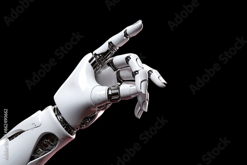 cyborg robotic hand pointing his finger - 3D rendering isolated