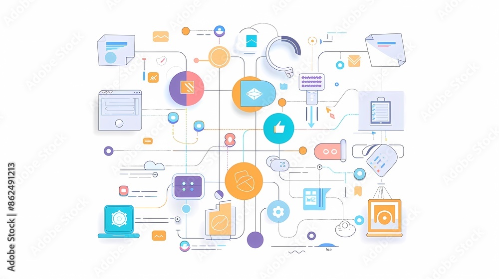 Infographic for business showcasing a step-by-step process with engaging icons and flowcharts Infographic for business showcasing a step-by-step process with engaging icons and flowcharts