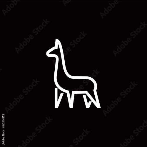 alpaca, llama home logo design simple minimalist modern bold line logo vector illustration