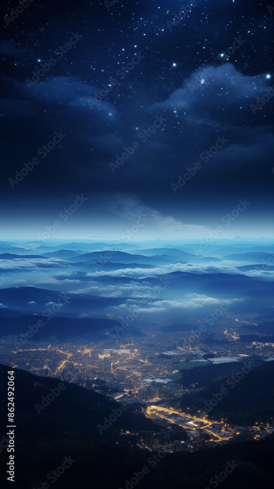 Fototapeta premium city night on top of mountain