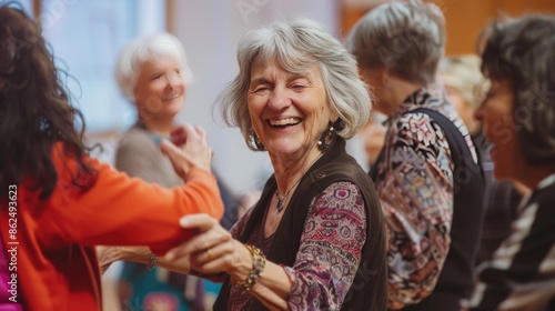 Joyful older women at dance classes © Various Backgrounds