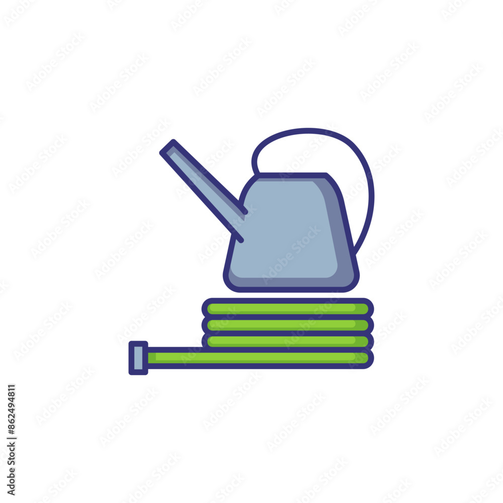 Obraz premium Watering can and tube line icon. Pot, household, irrigation. Agriculture concept. Vector illustration can be used for topics like equipment, horticulture, gardening