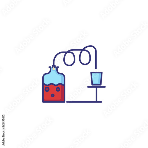 Wine fermentation line icon. Winery, equipment, experiment. Winemaking process concept. Vector illustration can be used for topics like chemistry, science, education