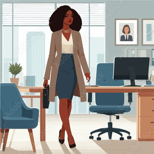 Business woman in her office, vector image