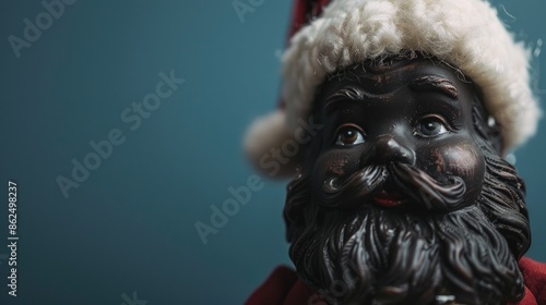Little black santa christmas decoration with copy space.