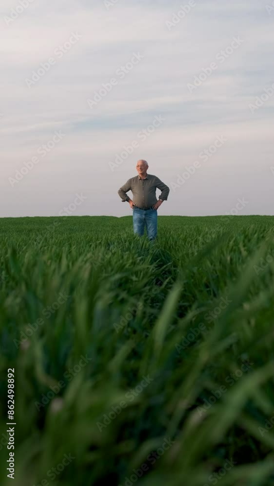 Portrait of senior farmer standing in wheat field. Portrait of senior farmer standing in wheat field.