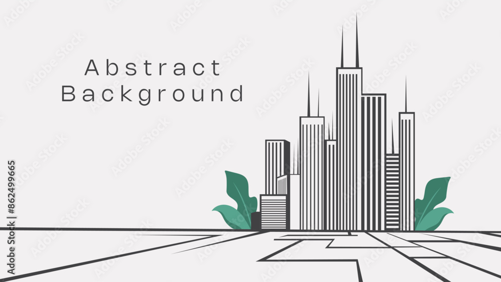 Obraz premium Architectural background with modern buildings and plants. Vector illustration.