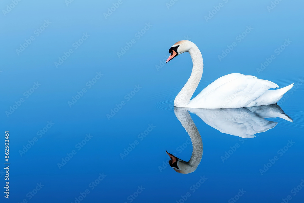 A beautiful swan on a lake with reflection, generative ai A beautiful swan on a lake with reflection, generative ai