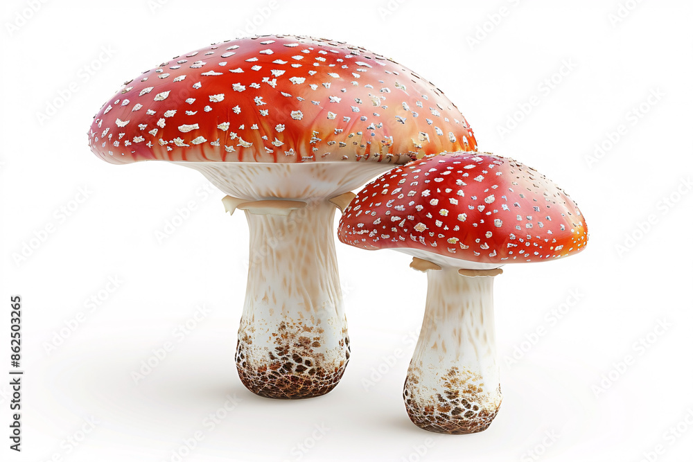 a pair of red and white mushrooms a pair of red and white mushrooms