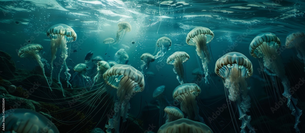 plague or invasion of jellyfish in the sea plague or invasion of jellyfish in the sea