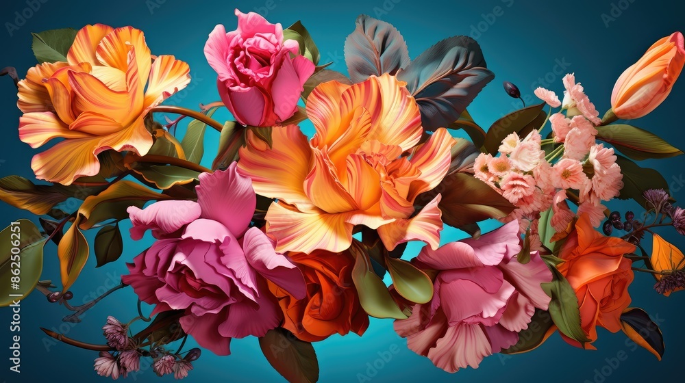 Elegant flowers blooming in vibrant hues Elegant flowers blooming in vibrant hues