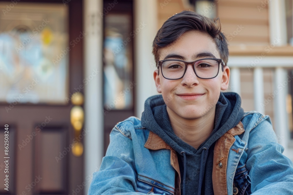 High School Boy. Young Portrait of a Photogenic Teenage Boy Smiling Outdoors in Casual Attire High School Boy. Young Portrait of a Photogenic Teenage Boy Smiling Outdoors in Casual Attire