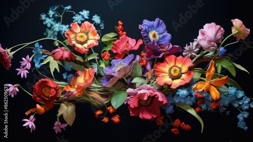 Elegant flowers blooming in vibrant hues