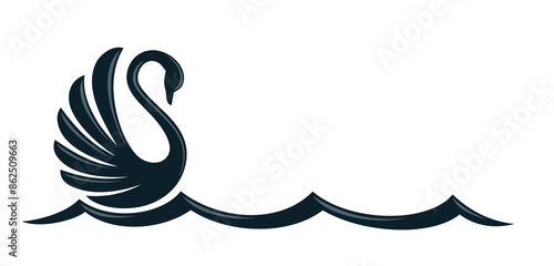 Fototapeta Naklejka Na Ścianę i Meble -  The symbol of blue swan with wave.
