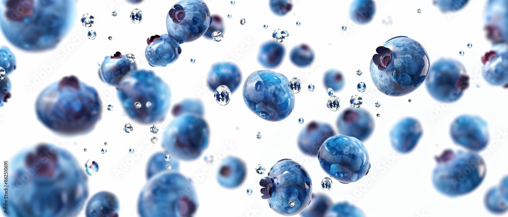 Floating Blueberries on a White Background Floating Blueberries on a White Background