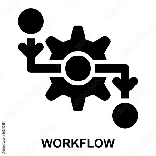 workflow, work flow, activity, planning, process, system solid glyph icon