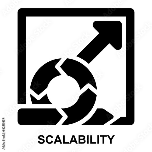 scalability, scalable, scaling, agile, scale up, expand solid glyph icon