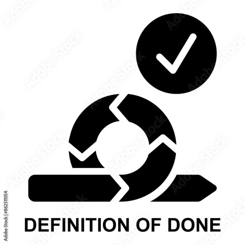 definition of done, agile, scrum, done, complete, finish solid glyph icon
