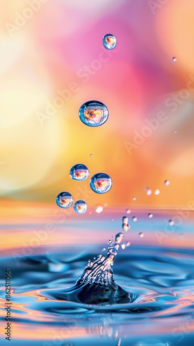 Mesmerizing Water Droplets Falling in Perfect Harmony photo