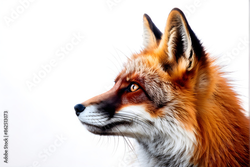 Wallpaper Mural Side view of a Red fox looking up, two years old, isolated on white Torontodigital.ca
