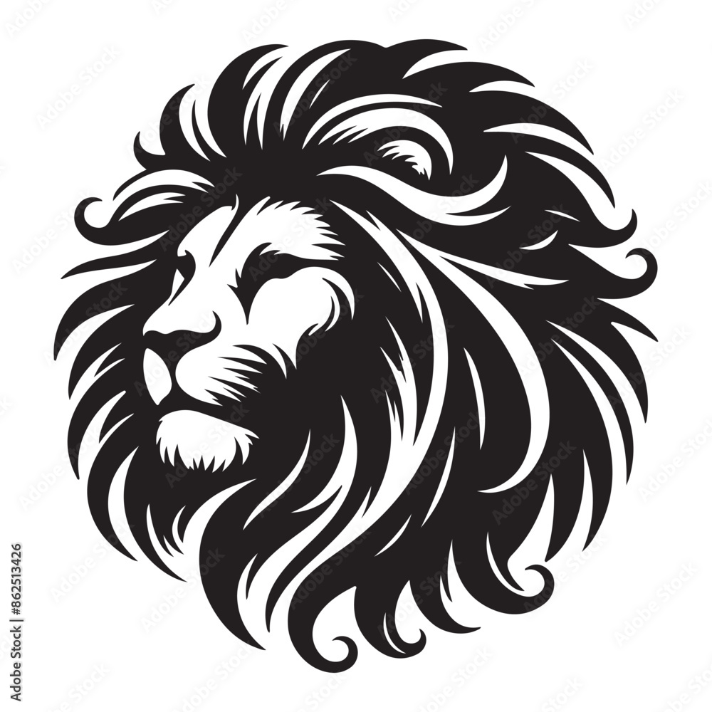 Lion head vector image front view on whit background. Lion head vector image front view on whit background.