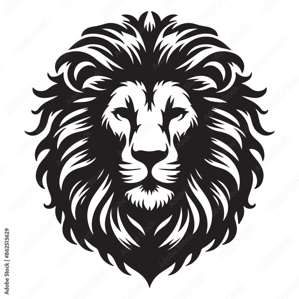 Lion head vector image front view on whit background. Lion head vector image front view on whit background.