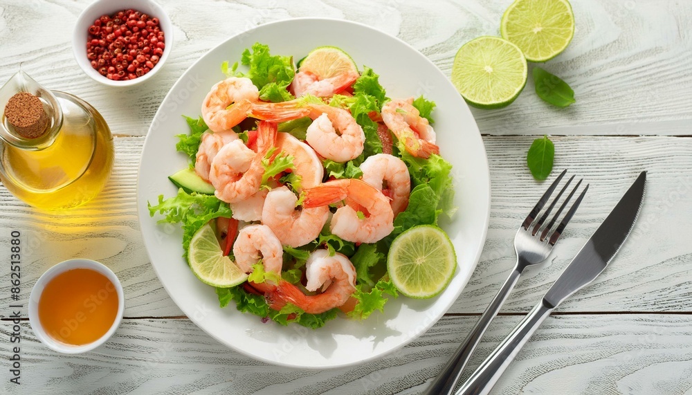 Italian caesar salad with shrimp Italian caesar salad with shrimp