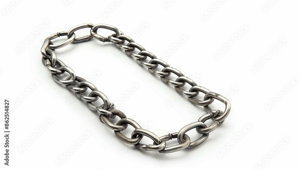 A silver chain with a large link. A silver chain with a large link.
