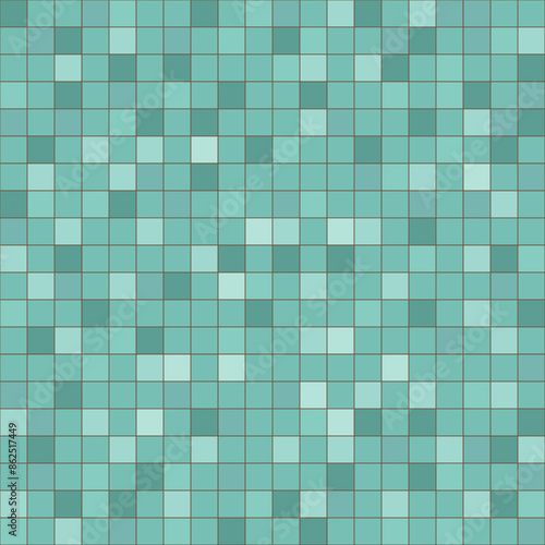 Swimming pool tile texture, blue color seamless pattern template, immitation of ceramic mosaic