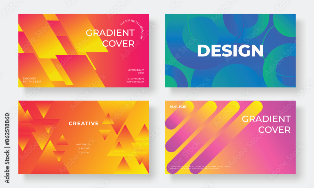 Set of template background design vector. Collection of creative abstract gradient vibrant colorful perspective 3d geometric shape background. Art design for business card, cover, banner, wallpaper. Set of template background design vector. Collection of creative abstract gradient vibrant colorful perspective 3d geometric shape background. Art design for business card, cover, banner, wallpaper.