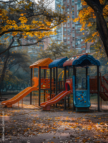 Superbe photo d'un parc pour enfants avec beaucoup de couleurs
