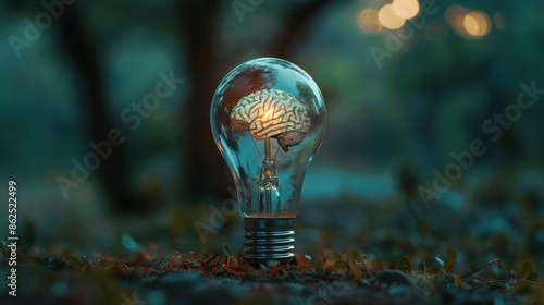 Innovative Tree of Knowledge in Lightbulb Concept photo