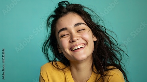 Happy young woman over isolated background